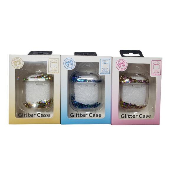 Shake It Up AirPods Charging Casey Shakey Glitter Case Holder Gold Pink Blue 3p - Picture 10 of 10